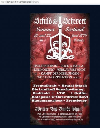 21-23. Juni 2019 Ostritz - Erneut Rechtsrock/Blood&Honour-Festival geplant
