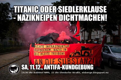 11.12. Neumünster - Demonstration gegen neuen Neonazi-Treffpunkt „Siedlerklause“